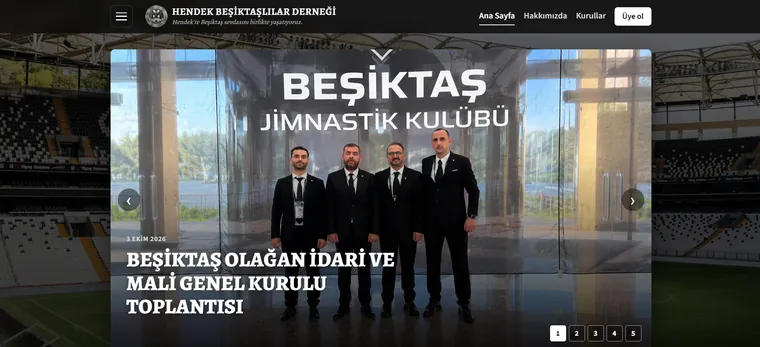 Hendek Beşiktaşlılar Derneği web sitesinin ana sayfası